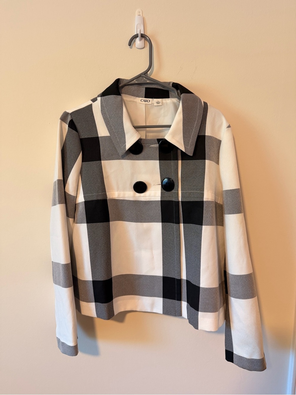 Cato Black & White Plaid Cropped Jacket